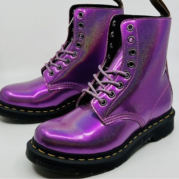 Dr. Martens 1460 Pascal Metallic Pink prysm Vegan Boots Lace Up Combat Size 9 - Picture 3 of 6